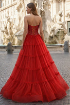 Sweetheart Fuchsia Beaded Ruffles Tulle Mother of the Bride Dress - Curvevia