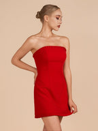 Red A-Line Strapless Ruffles Mini Homecoming Dresses - Curvevia
