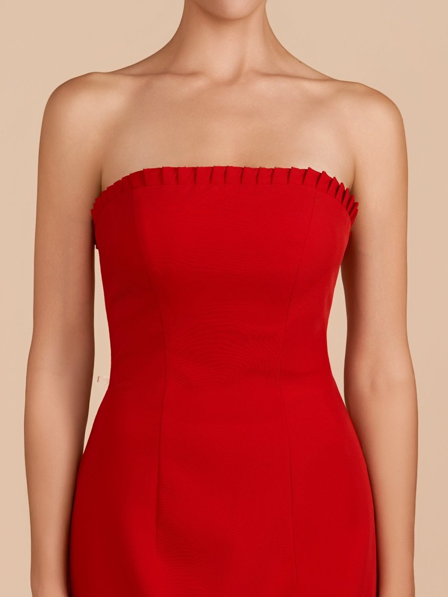 Red A-Line Strapless Ruffles Mini Homecoming Dresses - Curvevia