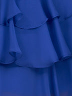 Royal Blue Strapless A Line Ruffles Wedding Guest Dress With Beading - Curvevia