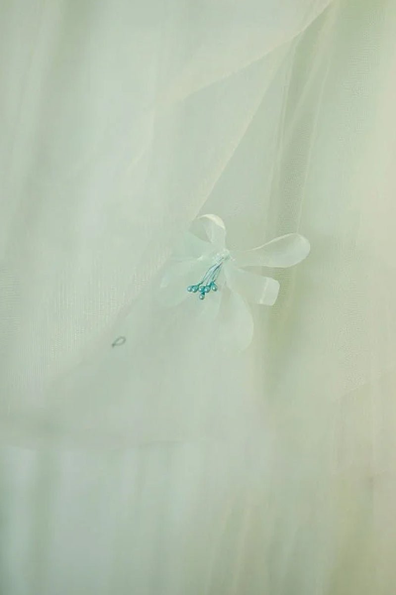 Elegant 3D Flowery Sage Green Tulle Fairy Ball Gown - Curvevia