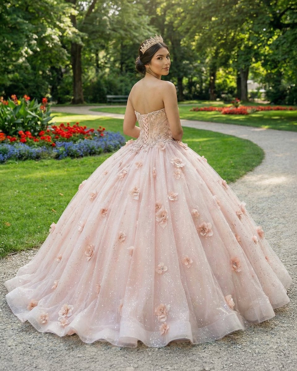 Ball Gown Organza Sweetheart Pink Quinceanera Dress - Curvevia