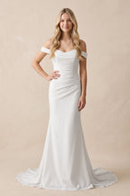 Elegant Mermaid Off the Shoulder Elastic Long Wedding Dresses - Curvevia