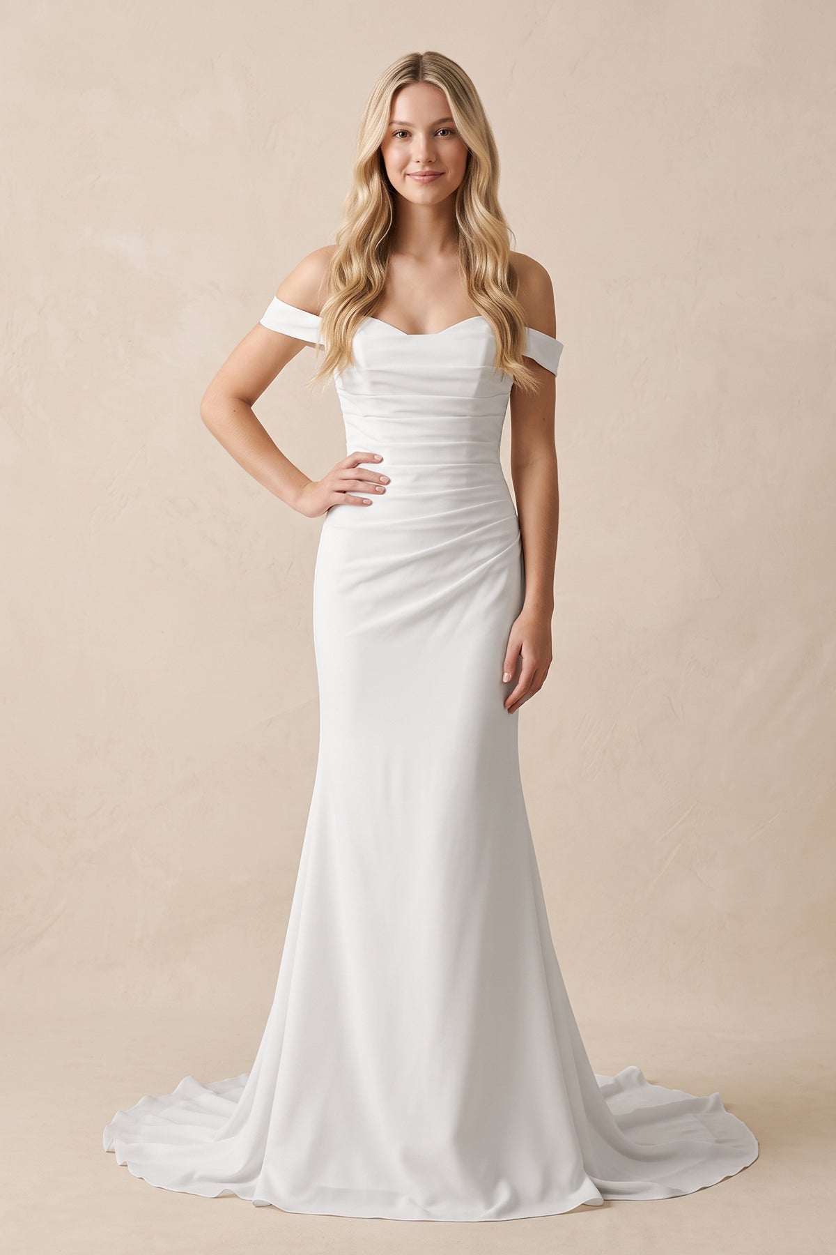 Elegant Mermaid Off the Shoulder Elastic Long Wedding Dresses - Curvevia