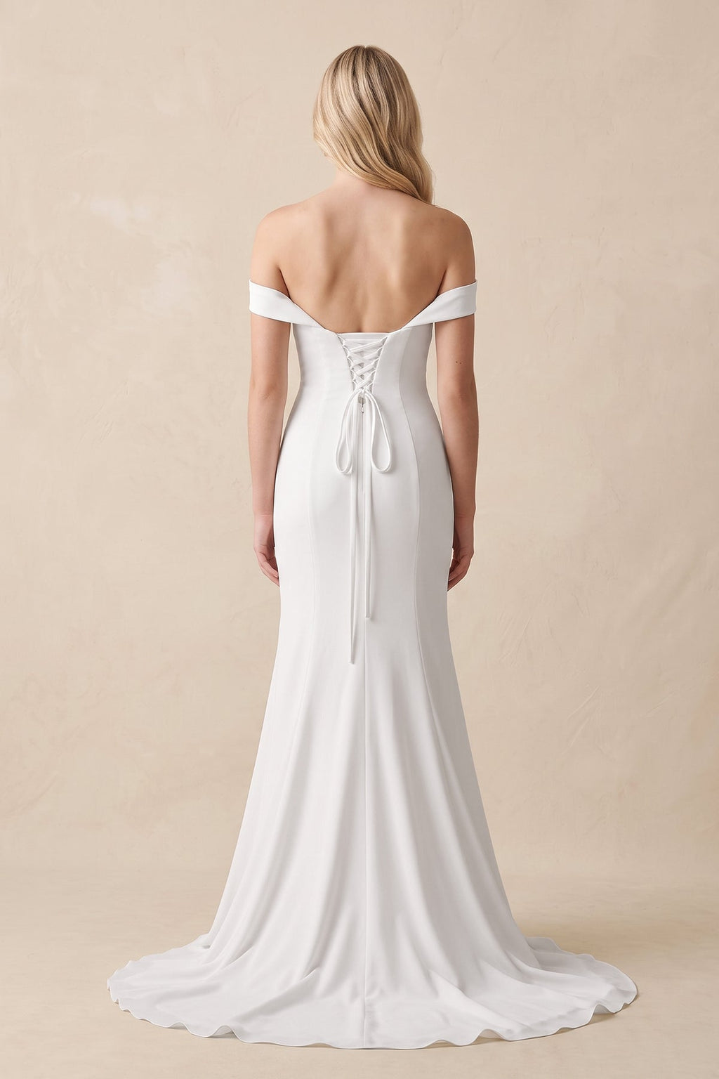 Elegant Mermaid Off the Shoulder Elastic Long Wedding Dresses - Curvevia