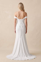 Elegant Mermaid Off the Shoulder Elastic Long Wedding Dresses - Curvevia
