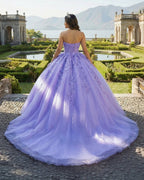 Quinceanera Dress Party Princess Pearls Strapless Evening Gown Appliques - Curvevia