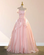 Elegant Shiny Pink Organza Strapless Quinceanera Dresses - Curvevia