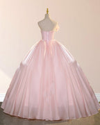 Elegant Shiny Pink Organza Strapless Quinceanera Dresses - Curvevia