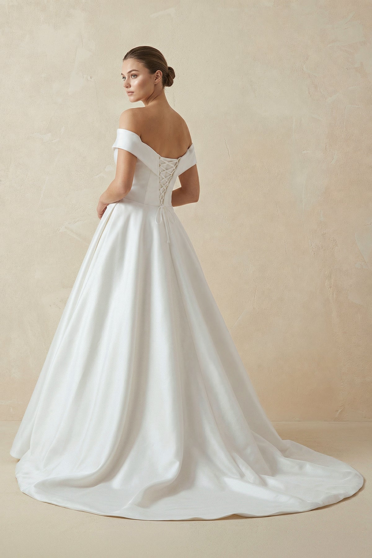 Ball Gown Satin Sweep Train White Wedding Dress with Sleeveless - Curvevia
