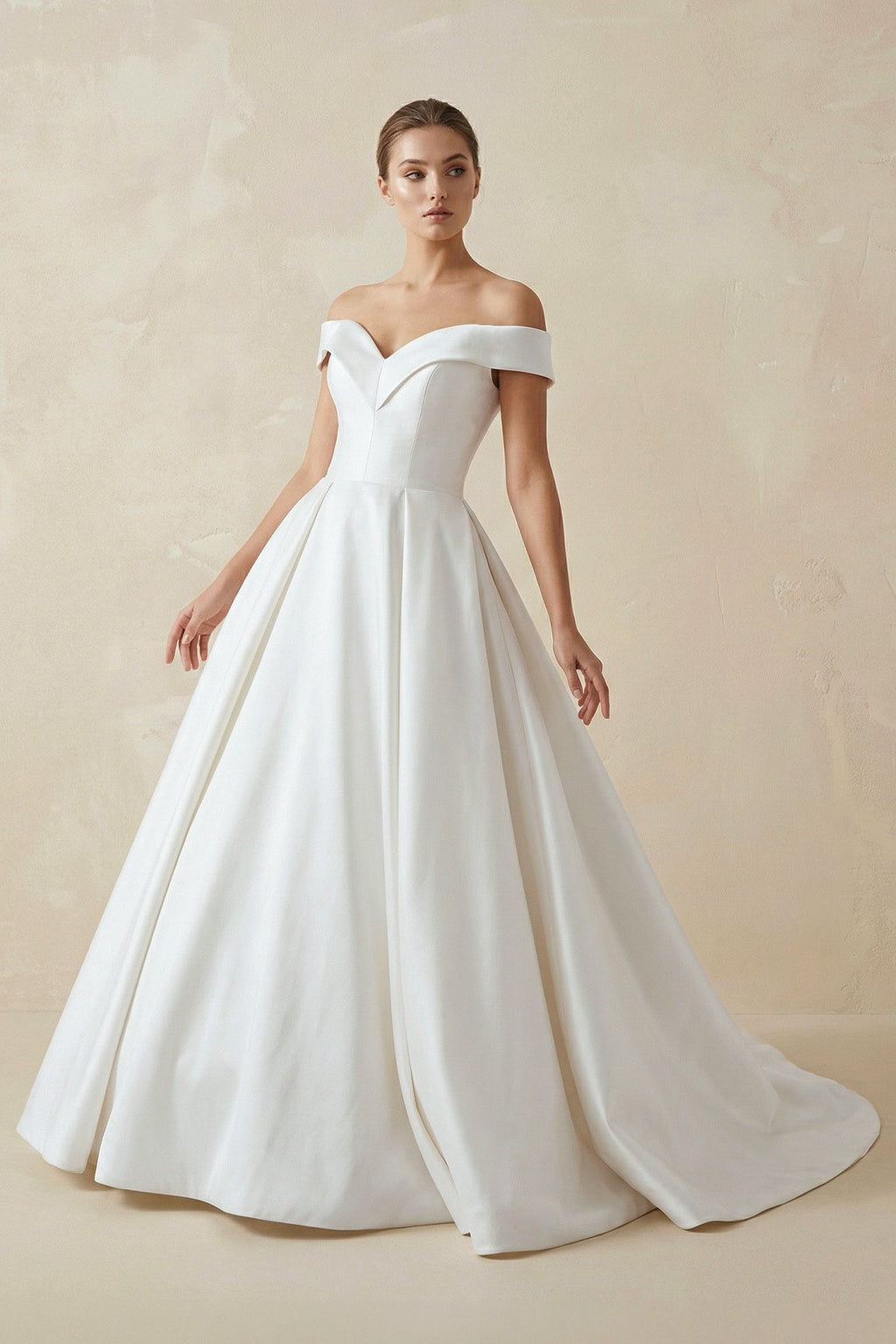 Ball Gown Satin Sweep Train White Wedding Dress with Sleeveless - Curvevia