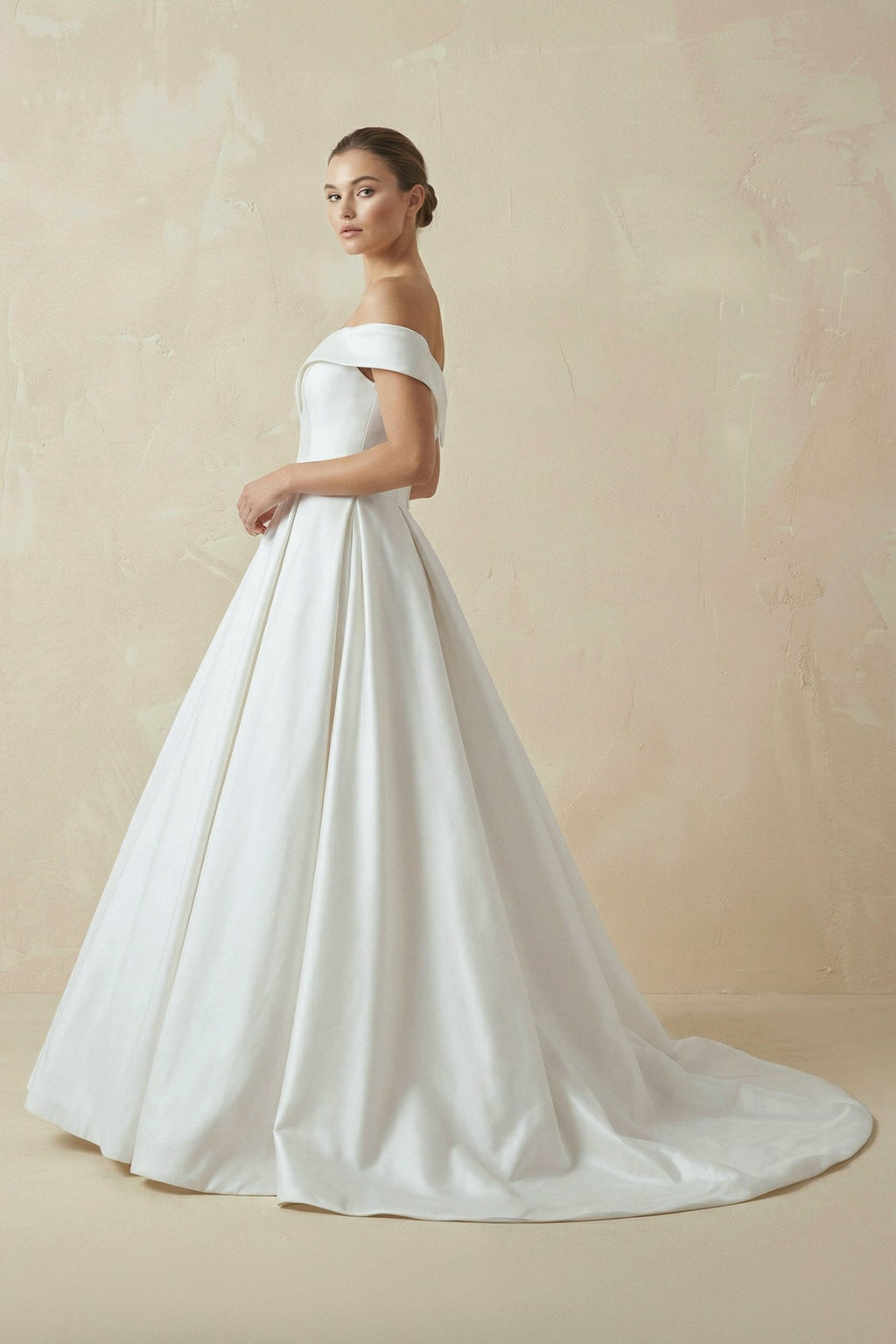Ball Gown Satin Sweep Train White Wedding Dress with Sleeveless - Curvevia