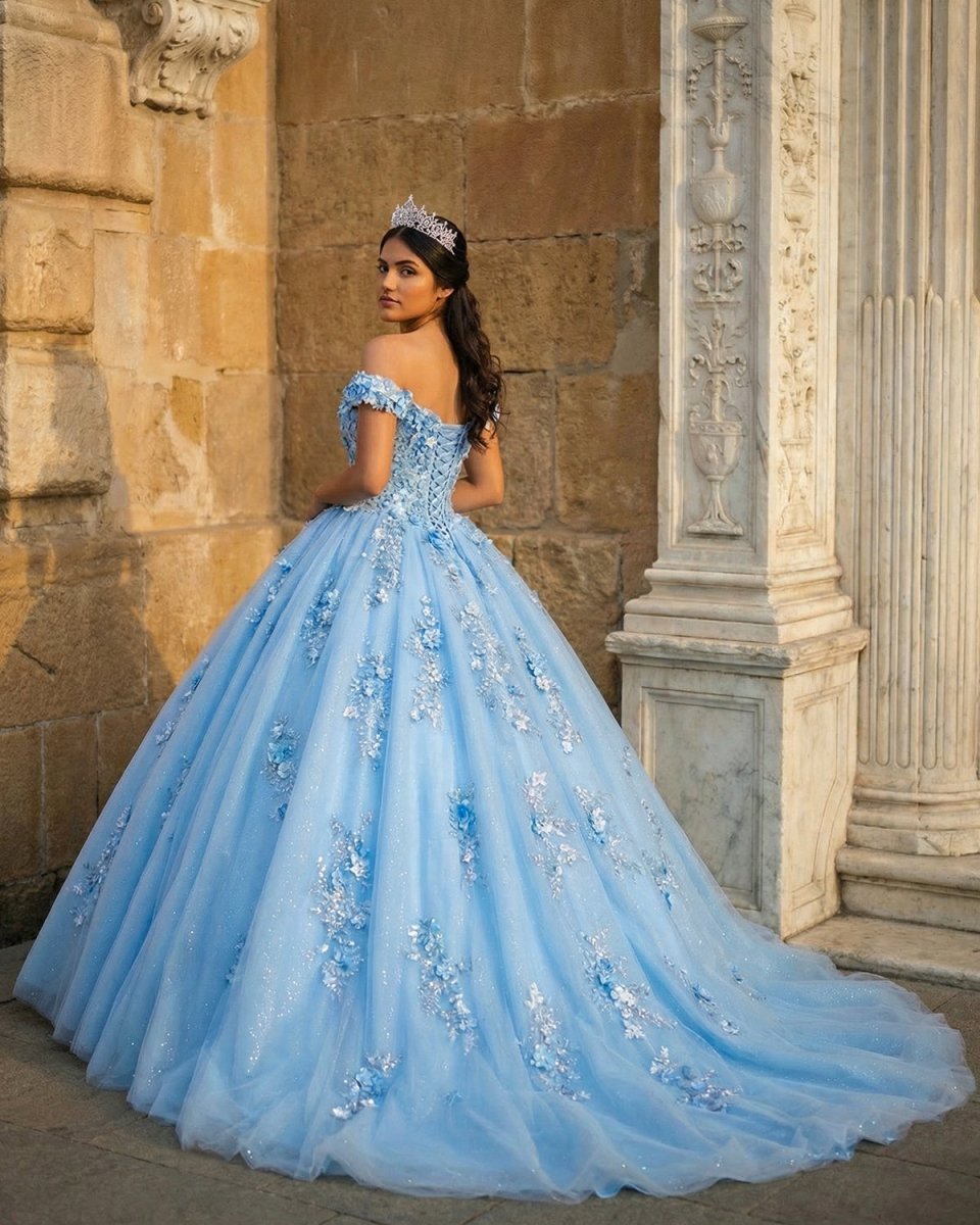 Quinceanera Dress Elegant Sweetheart Off-the-shoulder Appliques Ball Gown - Curvevia