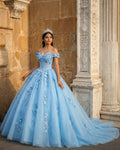 Quinceanera Dress Elegant Sweetheart Off-the-shoulder Appliques Ball Gown - Curvevia