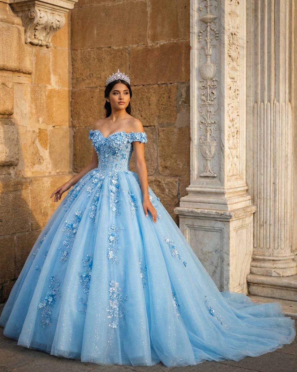 Quinceanera Dress Elegant Sweetheart Off-the-shoulder Appliques Ball Gown - Curvevia