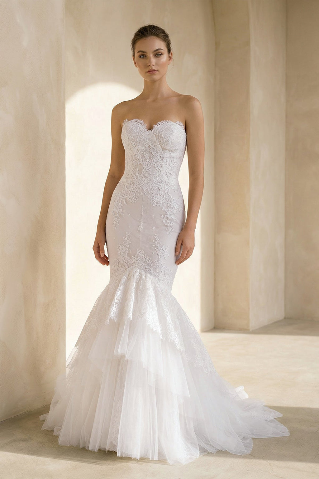 Elegant Sweetheart Sleeveless Mermaid Wedding Dress With Lace Appliques - Curvevia