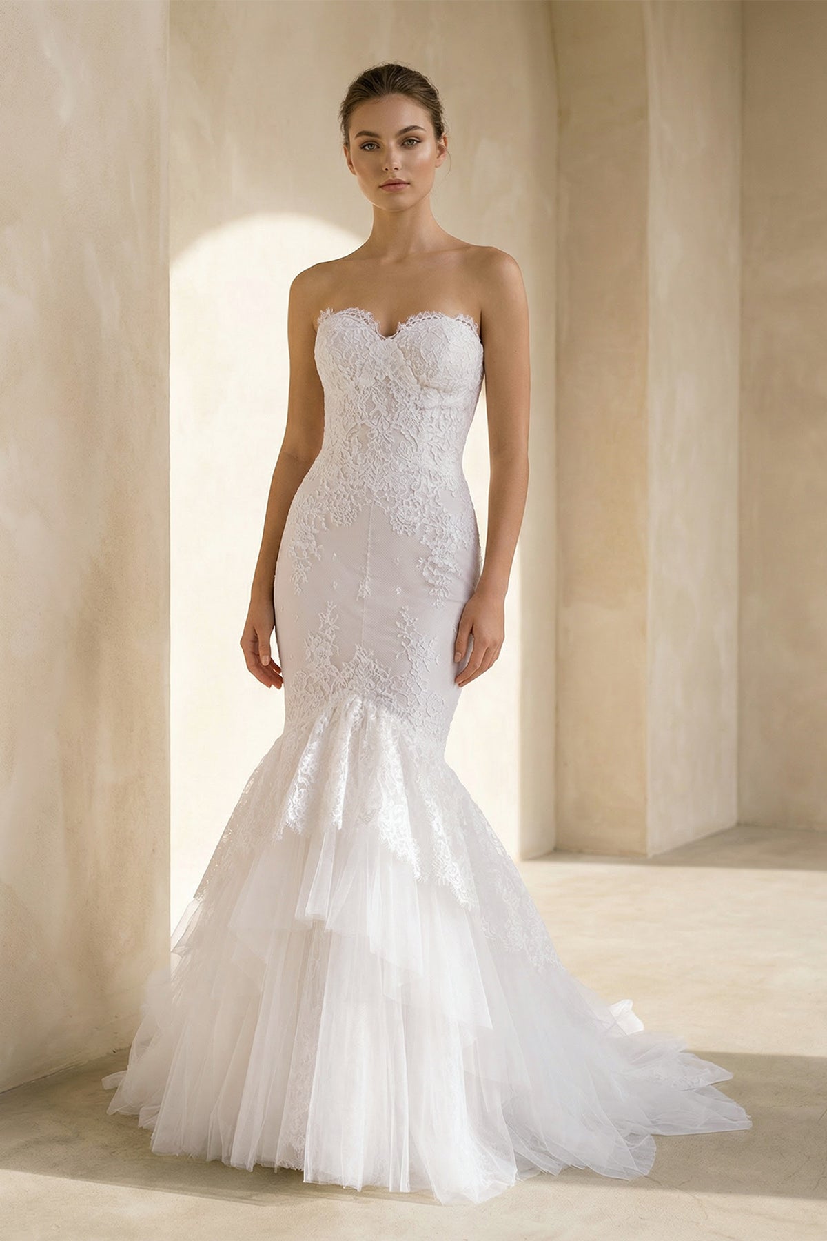 Elegant Sweetheart Sleeveless Mermaid Wedding Dress With Lace Appliques - Curvevia
