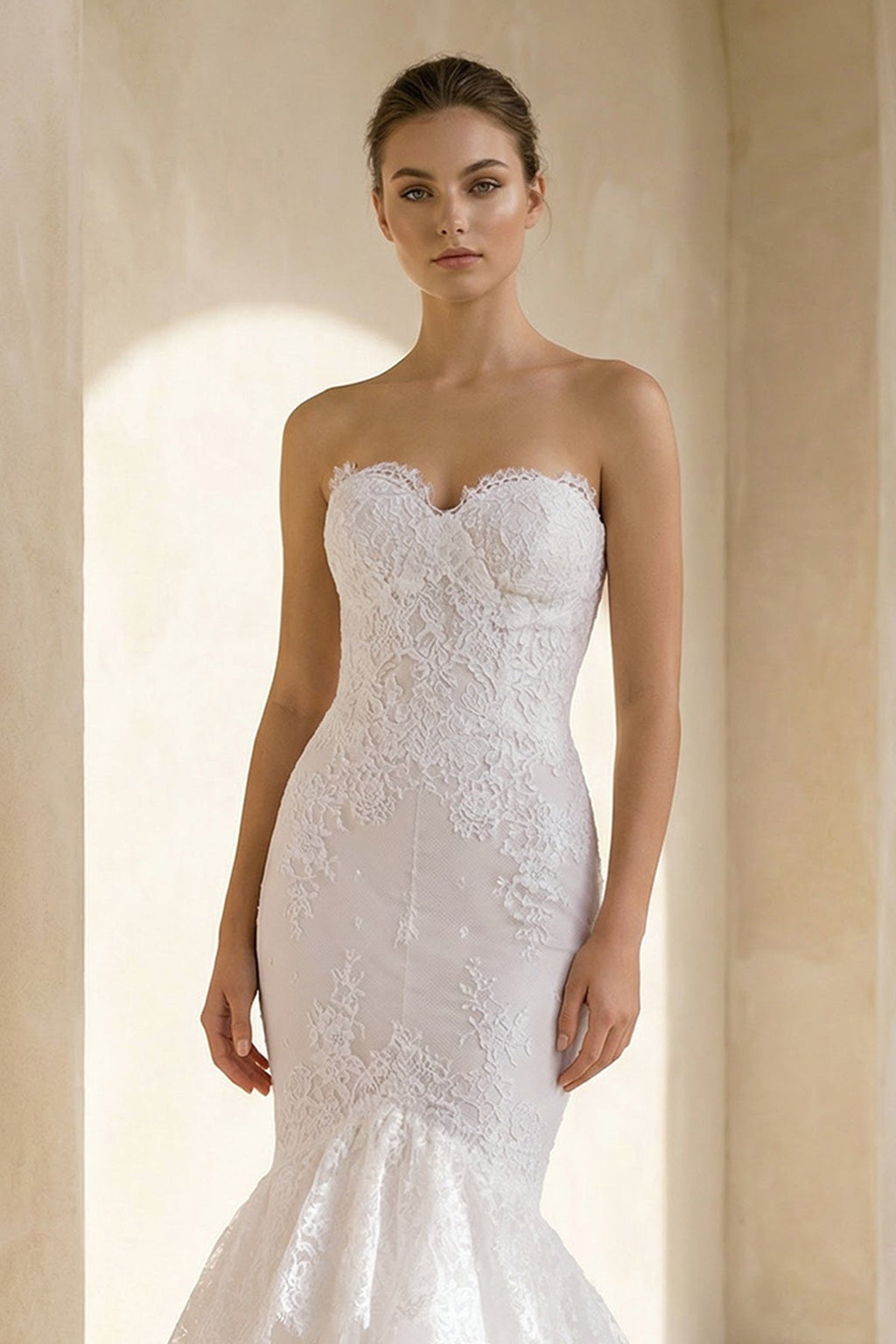 Elegant Sweetheart Sleeveless Mermaid Wedding Dress With Lace Appliques - Curvevia