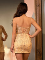 Pink Spaghetti Straps Tight Short Homecoming Dress with Appliques - Curvevia