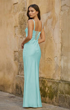 Yellow Square Neck Mermaid Satin Long Mother of the Bride Dress With Bowknot - Curvevia