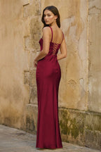 Yellow Square Neck Mermaid Satin Long Mother of the Bride Dress With Bowknot - Curvevia