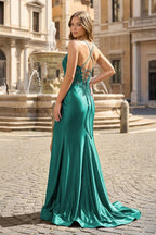 Royal Blue Appliques Spaghetti Straps Mermaid Long Evening Dress - Curvevia