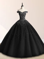 Emerald Green Off The Shoulder Tulle Quinceanera Dresses With Beadings - Curvevia