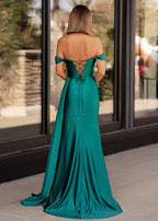 Mermaid Satin Long Prom Dress with Slit - Curvevia