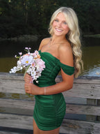 Pink Off The Shoulder Tulle Short Homecoming Dresses - Curvevia