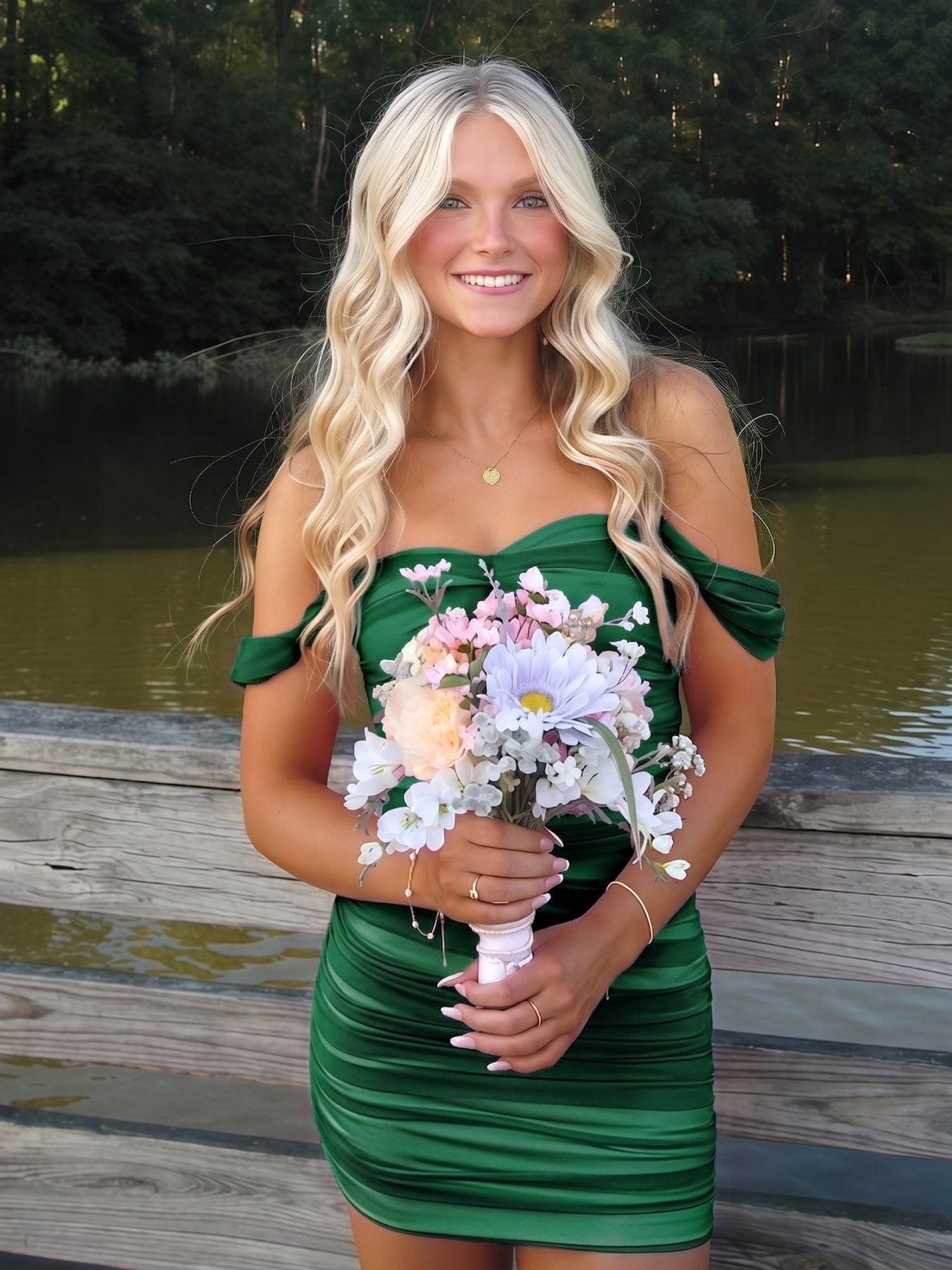 Pink Off The Shoulder Tulle Short Homecoming Dresses - Curvevia