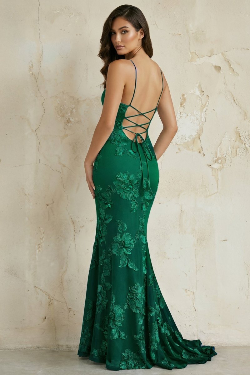 Sky Blue Spaghetti Straps Mermaid Tulle Long Prom Dresses With Appliques - Curvevia