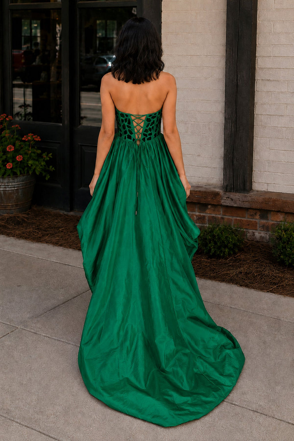 Sparkly Red Sweetheart Mirror High-Low Wedding Guest Dress - Curvevia