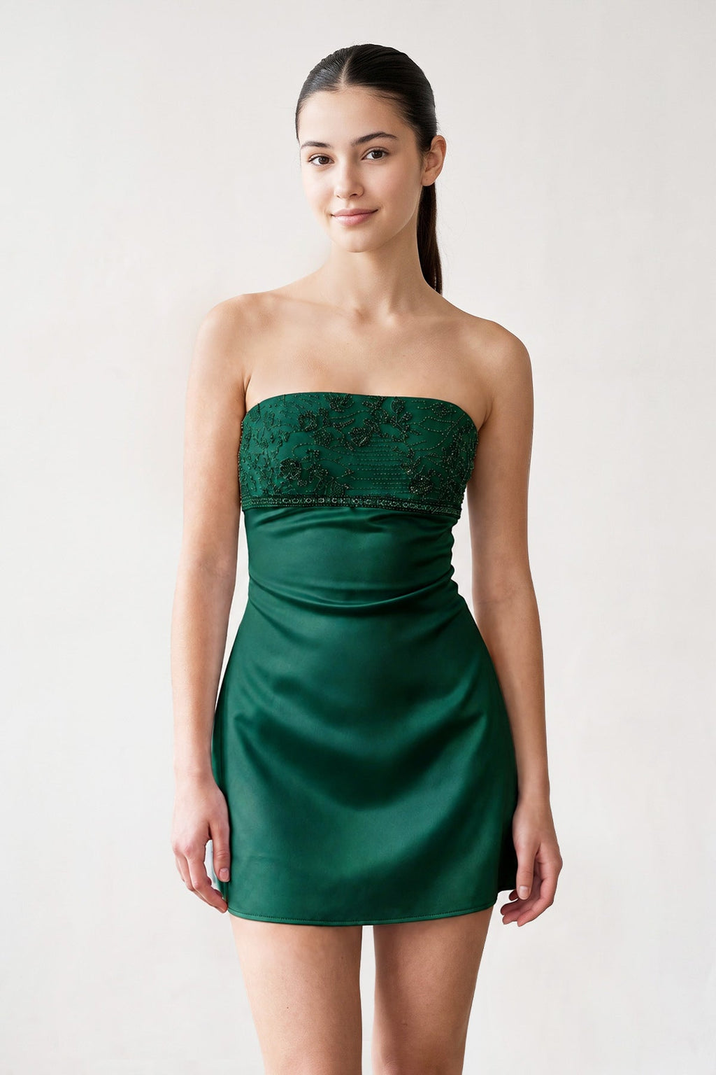 Aqua Strapless Appliqued Satin Sheath Homecoming Dress - Curvevia