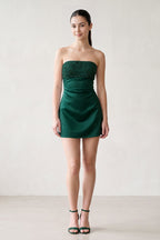 Aqua Strapless Appliqued Satin Sheath Homecoming Dress - Curvevia