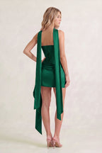 Yellow Strapless Bodycon Satin Corset Homecoming Dress With Ribbon - Curvevia