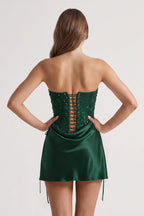 Pink Sweetheart Sheath Corset Ruched Satin Homecoming Dress with Beading - Curvevia