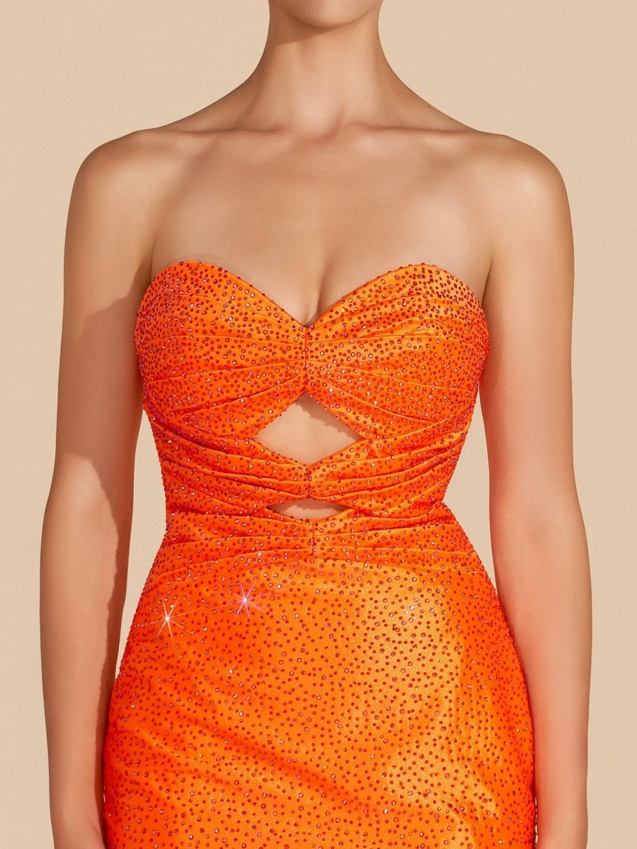 Orange Sheath Sweetheart Sequined Cut Out Short Homecoming & Cocktail Dresses - Curvevia