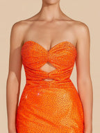 Orange Sheath Sweetheart Sequined Cut Out Short Homecoming & Cocktail Dresses - Curvevia