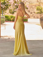 Mermaid Strapless Satin Long Evening Dress With Split - Curvevia