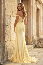Mermaid Off The Shoulder Pink Satin Long Evening Dress With Split - Curvevia