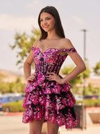 Navy Blue A-Line Sweetheart Tiered Short Homecoming Dresses - Curvevia