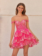 Navy Blue A-Line Sweetheart Tiered Short Homecoming Dresses - Curvevia