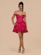 Navy Blue A-Line Sweetheart Tiered Short Homecoming Dresses - Curvevia