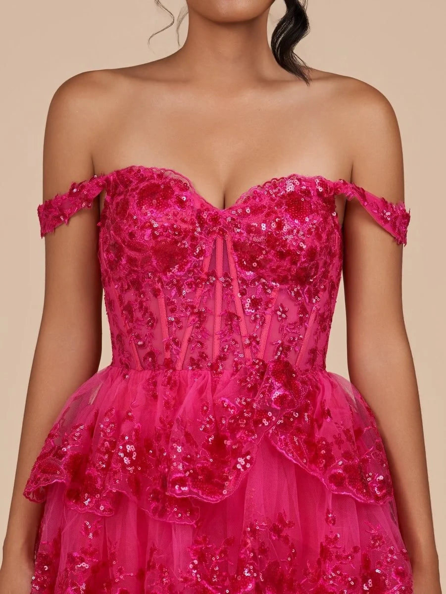 Navy Blue A-Line Sweetheart Tiered Short Homecoming Dresses - Curvevia