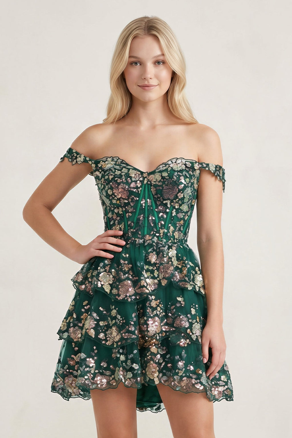 Navy Blue A-Line Sweetheart Tiered Short Homecoming Dresses - Curvevia