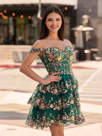 Navy Blue A-Line Sweetheart Tiered Short Homecoming Dresses - Curvevia