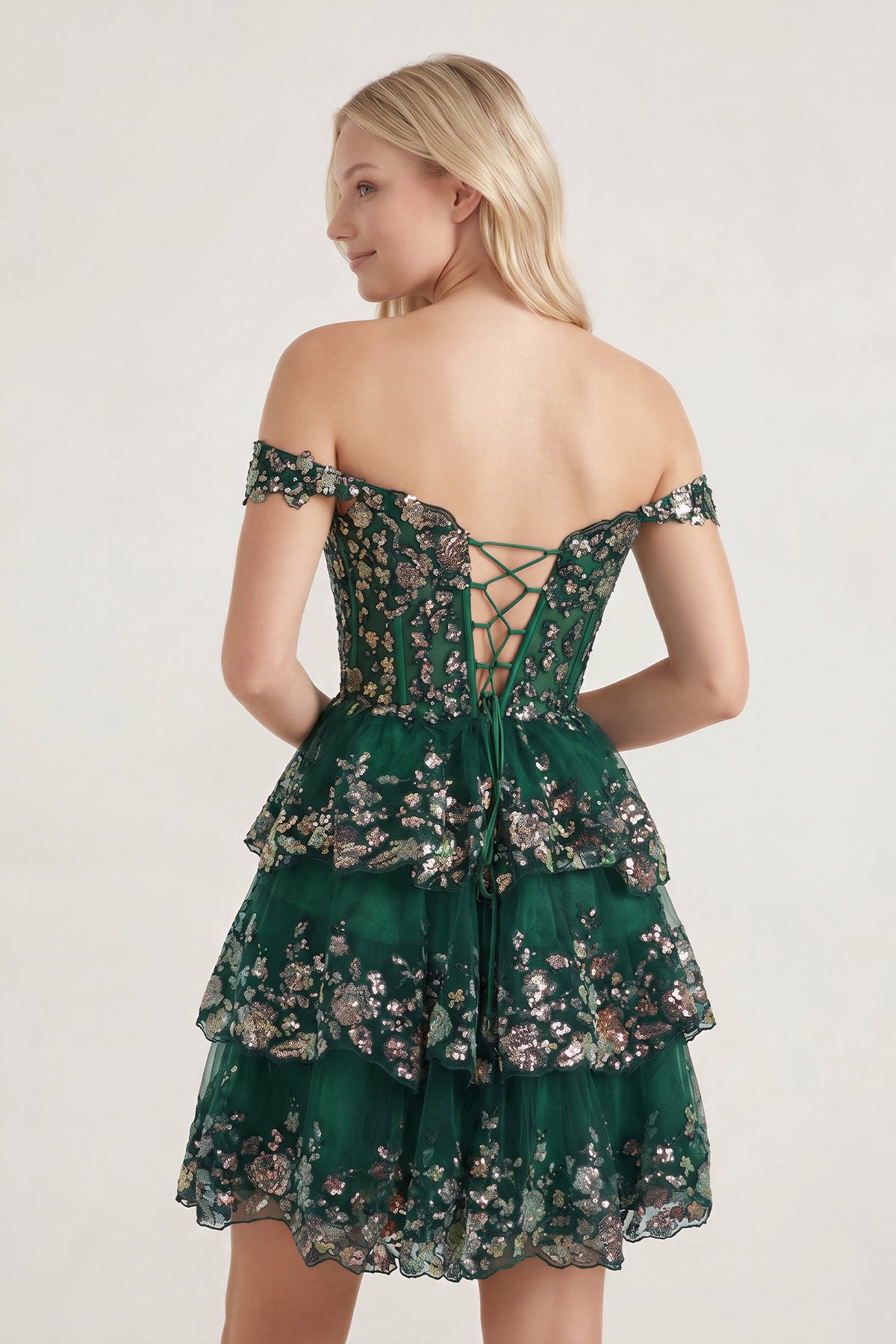 Navy Blue A-Line Sweetheart Tiered Short Homecoming Dresses - Curvevia