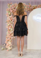 Navy Blue A-Line Sweetheart Tiered Short Homecoming Dresses - Curvevia