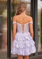 Navy Blue A-Line Sweetheart Tiered Short Homecoming Dresses - Curvevia