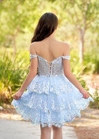 Navy Blue A-Line Sweetheart Tiered Short Homecoming Dresses - Curvevia